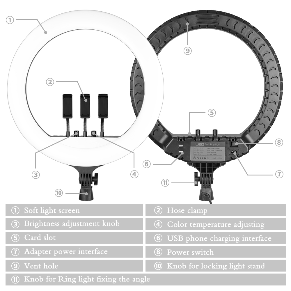 SH 18 Inch Knob Ring Light LED - Photography Lighting Wand 评论和价格