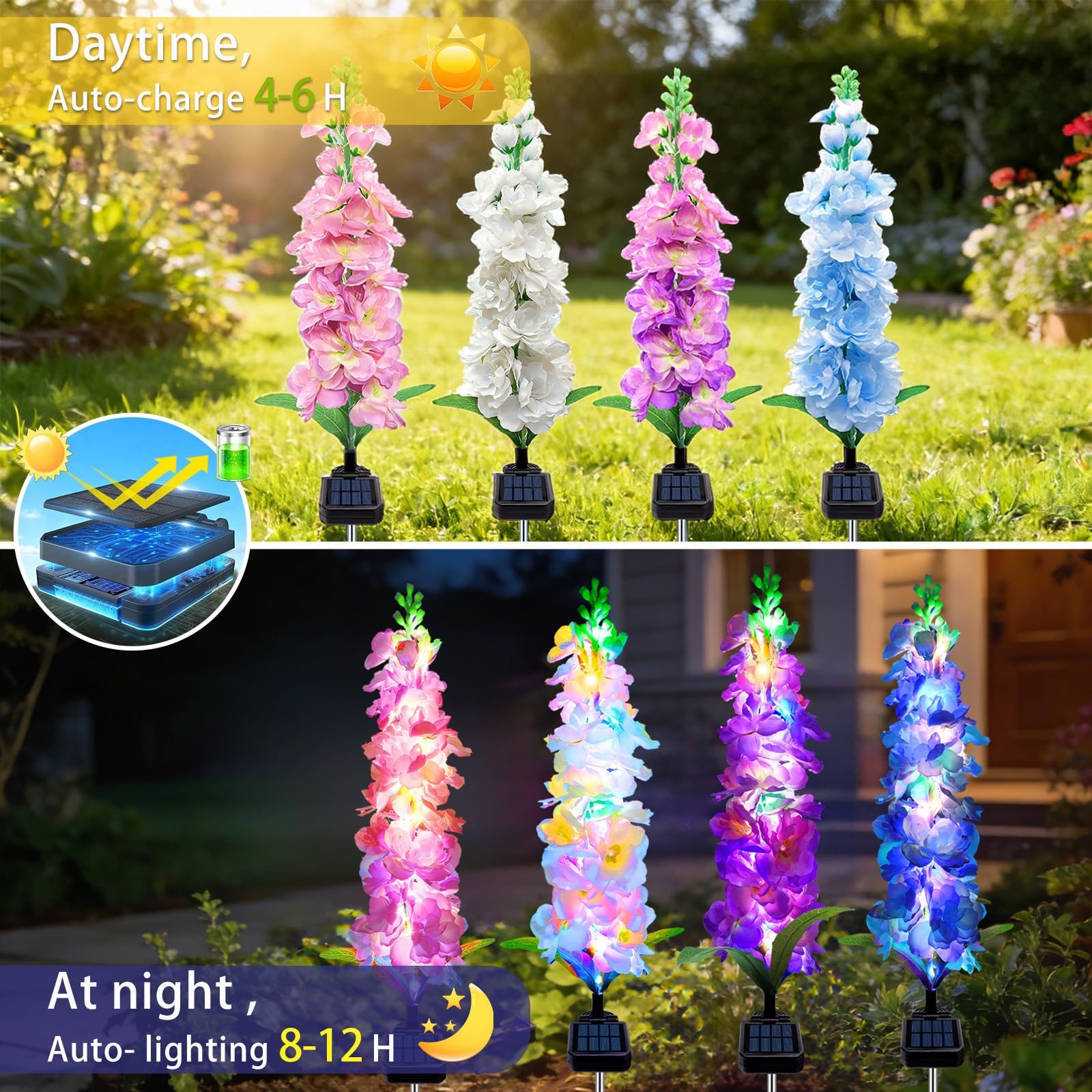 Solar Garden Lights, Solar Del - Flower Photography Led Lighting Pack 评论和价格