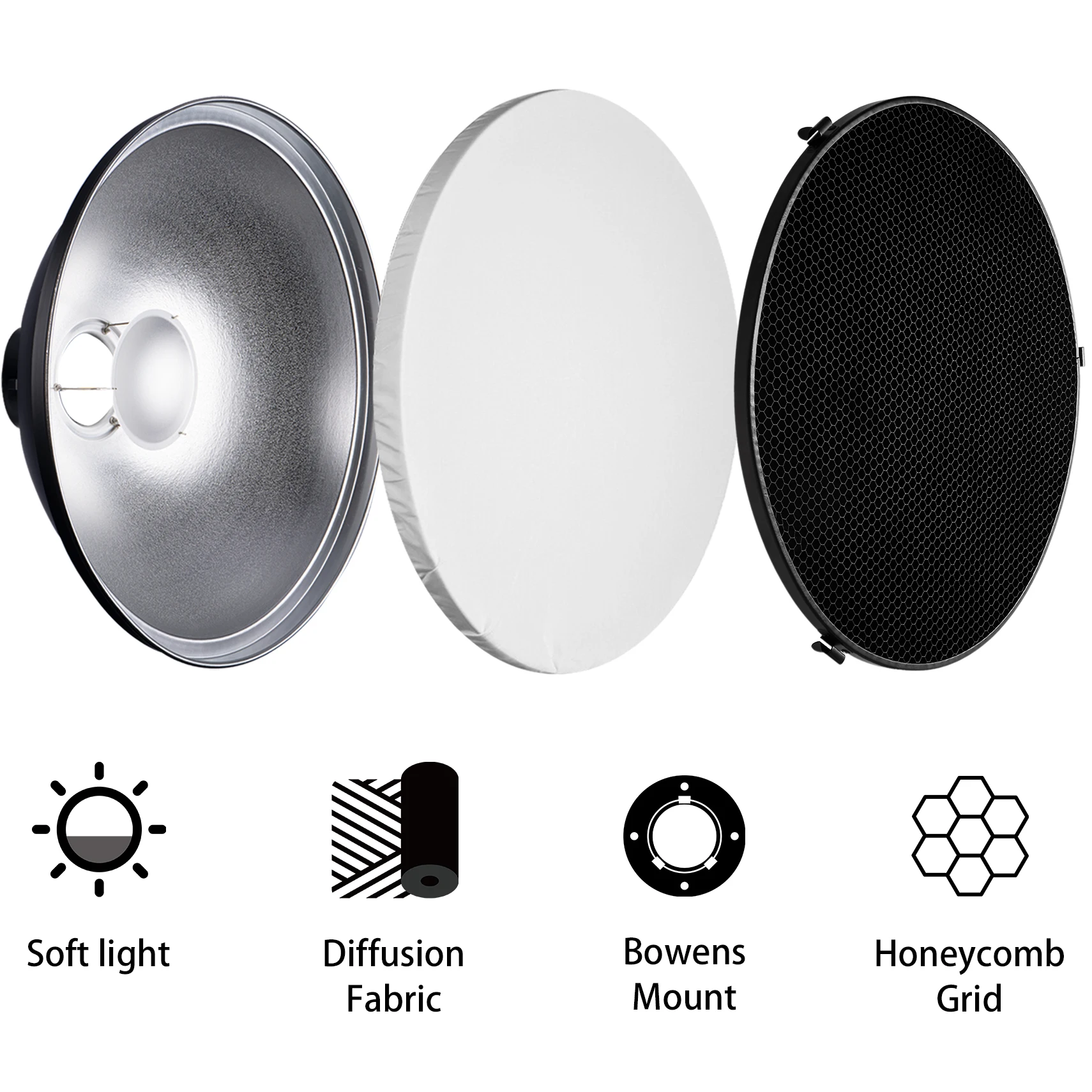 Selens Silver/White 70cm Beaut - Photography Lighting Beauty Dish 评论和价格