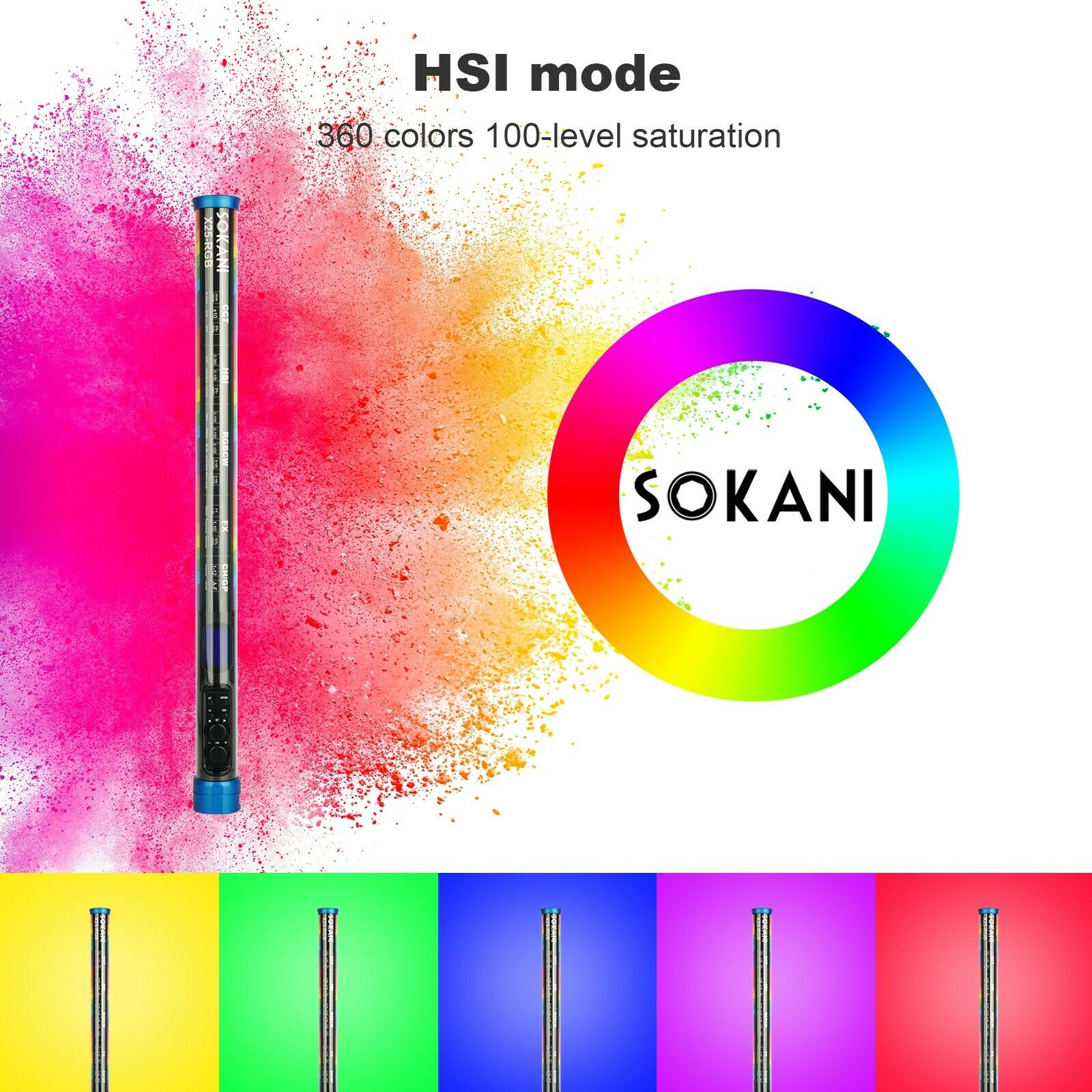 Sokani X25 RGB LED Video Light - Photography Lighting Wand 评论和价格